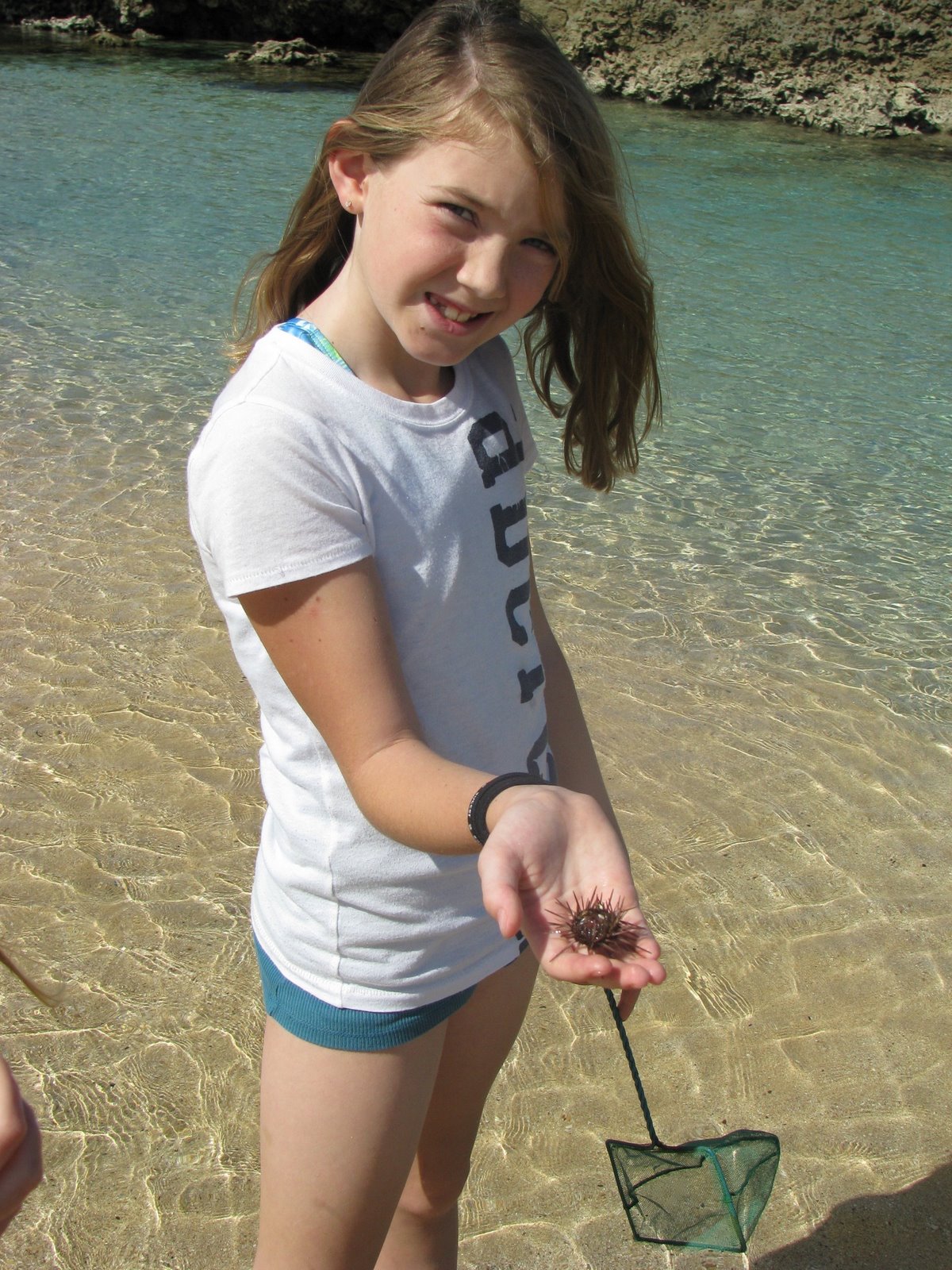 Shelby holds the urchin