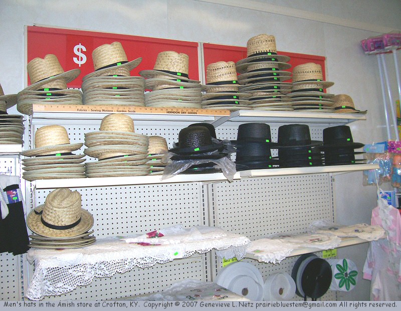 Men's hats at the Amish store