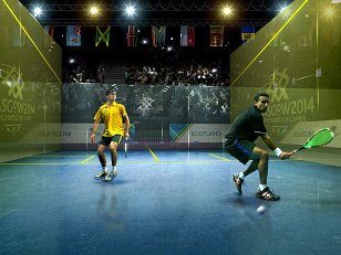 Artist's impression of squash at the 2014 Commonwealth Games