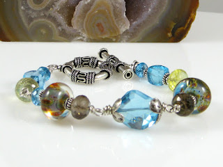 My Design - Swiss Blue Topaz, Lemon Topaz, Boro beads, Smokey Quartz