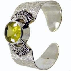 Sterling Silver Cuff Bracelet with Lemon Stone