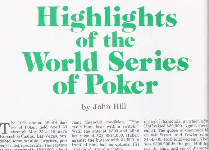'Highlights from the World Series of Poker' by John Hill