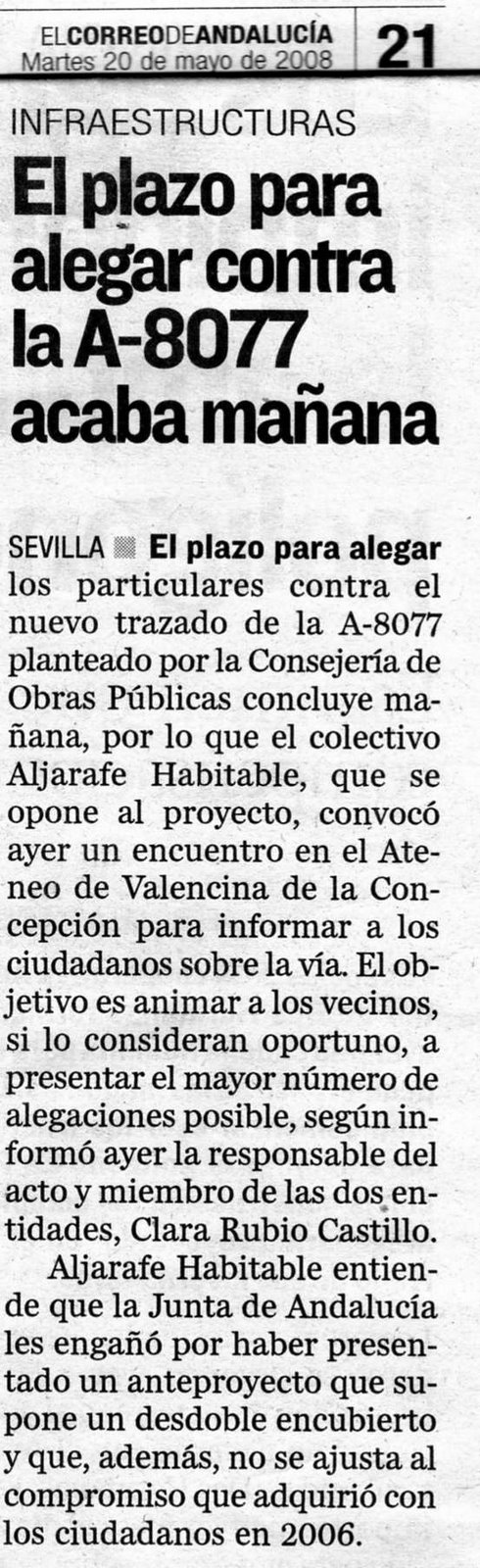 [2008+05+20+CORREO+ANDALUCIA+EL+PLAZO+PARA+ALEGAR+CONTRA+LA+A-8077++ACABA+MAÃ‘ANA.jpg]