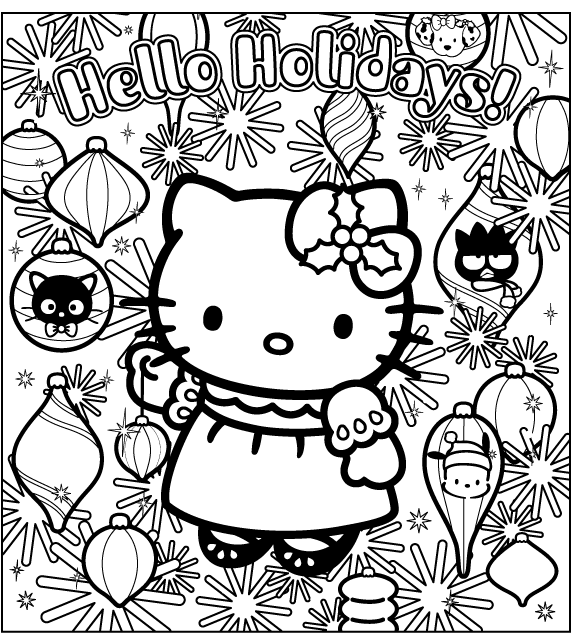Dibujo para pintar hello kitty en navidad