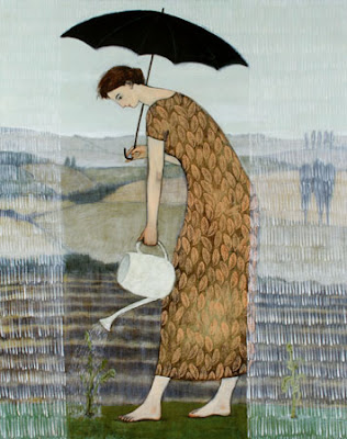 'Gardening in the Rain' by Brian Kershisnik