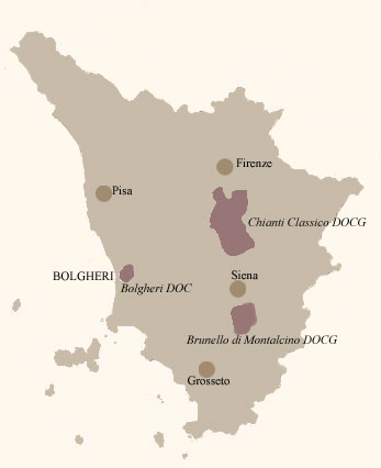 Mapa Bolgheri