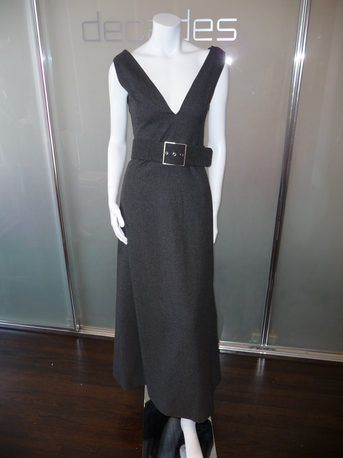 [JAMES+GALANOS+LATE+60S+GREY+FLANNEL+MAXI+GOWN+WITH+BELT+SIZE+4.JPG]