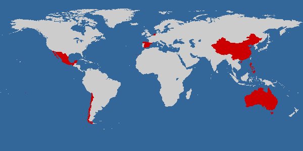 Países visitados en mi vuelta al mundo 2007