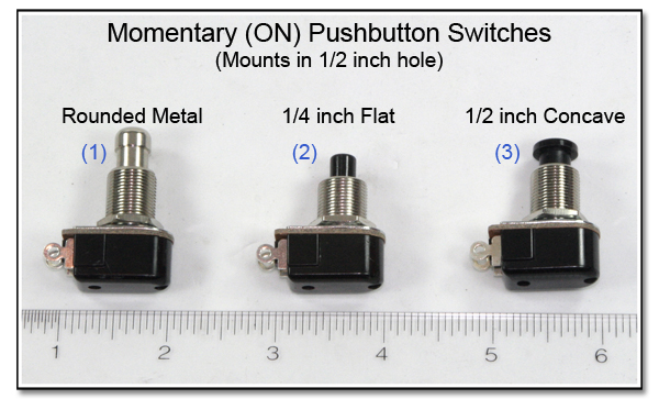 PJ1074: Momentary (ON) Pushbutton Switches - 1/2 inch mounting