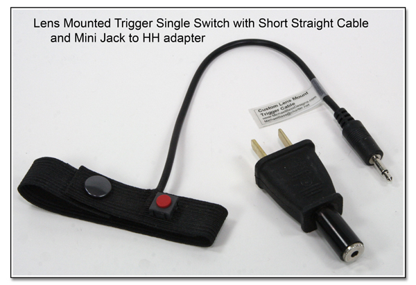 Lens Mounted Trigger Cable Single Switch with Short Straight Cable and Mini Jack to Male HH Adapter