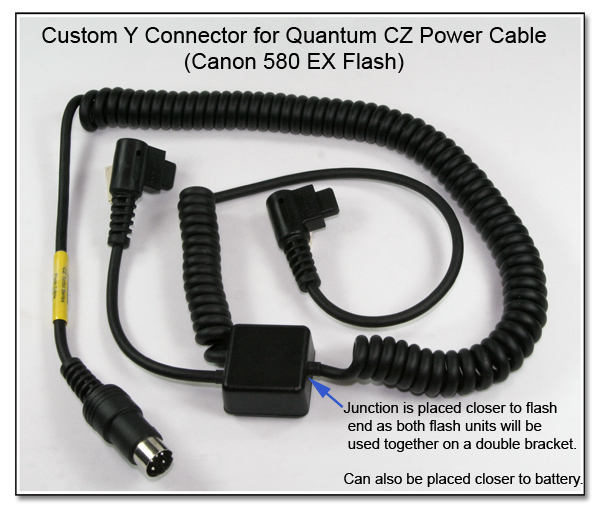 CP1090: Custom Y Connector for Quantum CZ Power Cable - Canon 580 EX Flash
