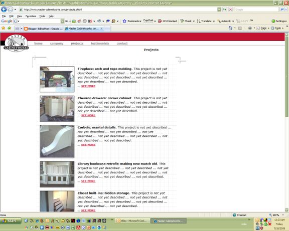 Projects page of web site for Master Cabinetworks, Inc.
