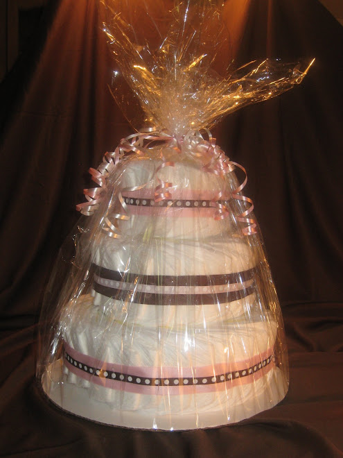 Pink and Brown 3 Tier Diaper Cake