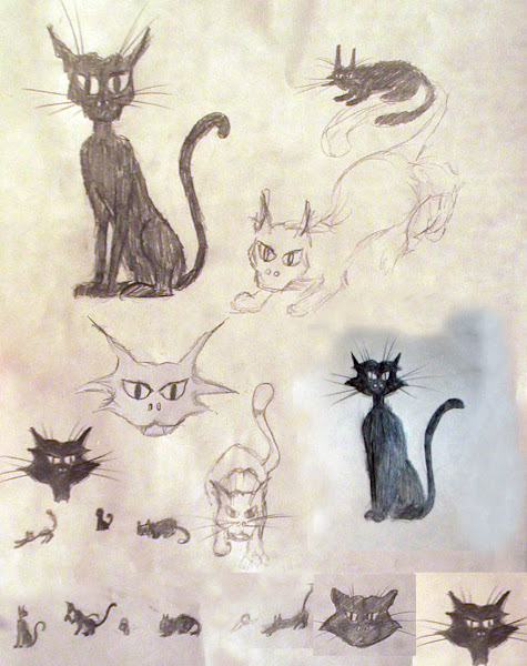 Bocetos de gatos para Tazas esmaltadas