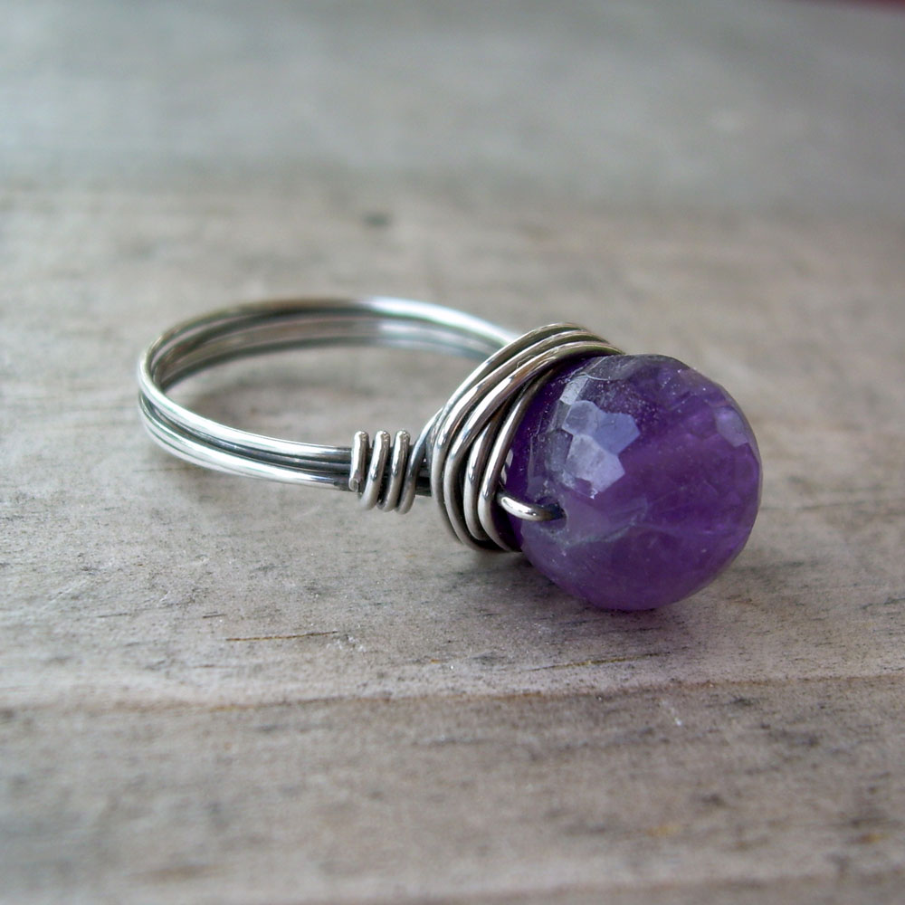 amethyst wire ring
