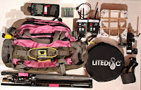 a bag with a camera and equipment