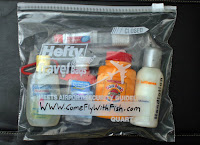 a bag of travel items