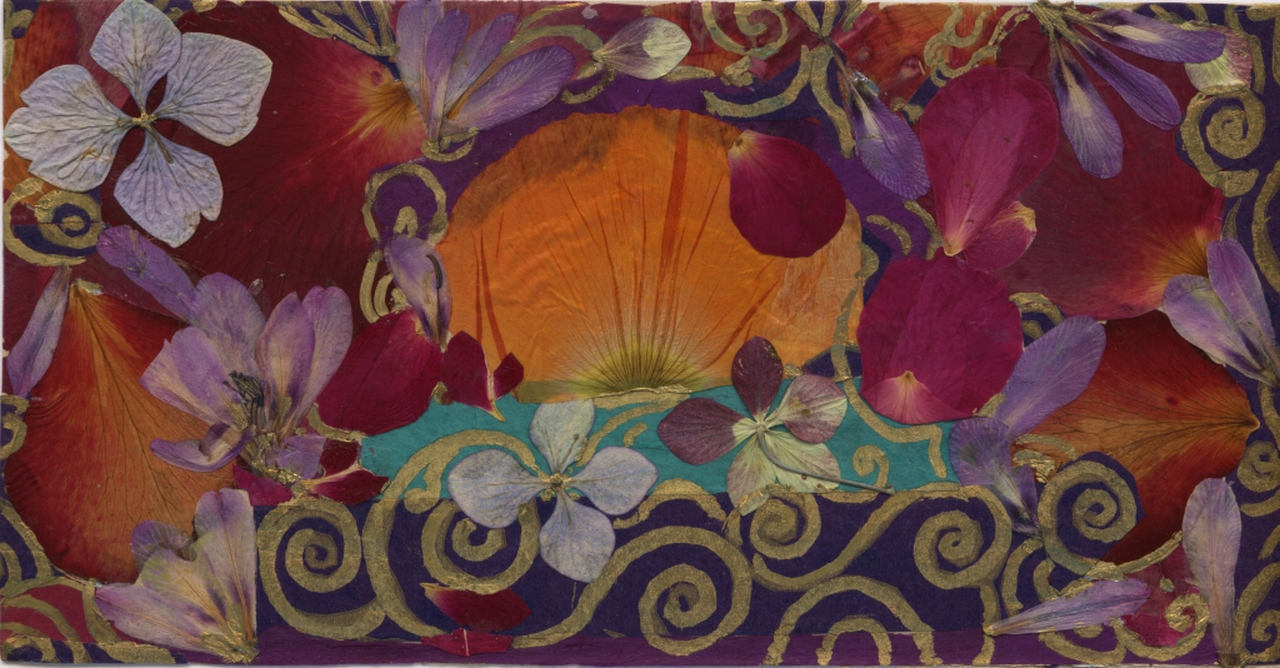 Morning Sun card handmade by Ayya from dried flower petals