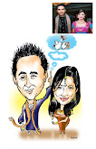 new wedded couples caricature..