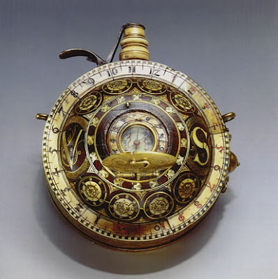 16th Century Gun Powder Flask-Sundial Compass Watch