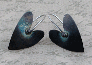 artisan metalsmithed heart earrings