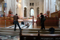 Getting a picture of the spike inside St Anne's Cathedral