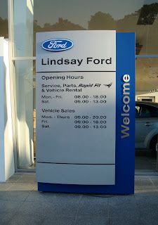 Lindsay Ford dealer - locked up at 7.45pm - before the advertised 8pm