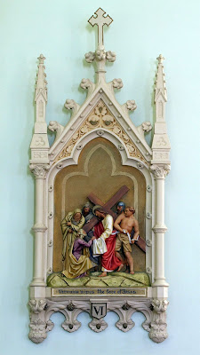 Immaculate Conception Catholic Church, in Columbia, Illinois, USA - 6th Station of the Cross, Veronica wipes Jesus' face with her veil