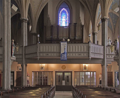 Saint John Nepomuk Roman Catholic Chapel, in Saint Louis, Missouri, USA - View of choir loft and organ