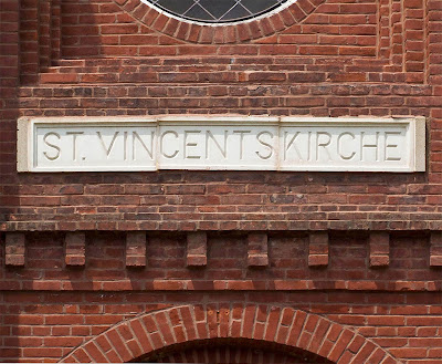 Saint Vincent de Paul Roman Catholic Church, in Dutzow, Missouri, USA - sign