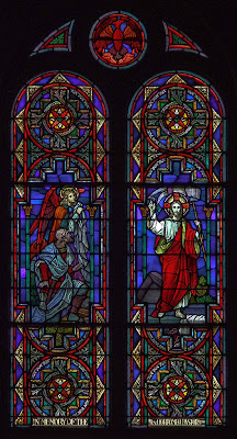 Saint Charles Borromeo Roman Catholic Church, in Saint Charles, Missouri, USA - stained glass window of the Resurrection