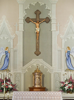 Saint Joseph Roman Catholic Church in Neier, Missouri, USA - crucifix and tabernacle