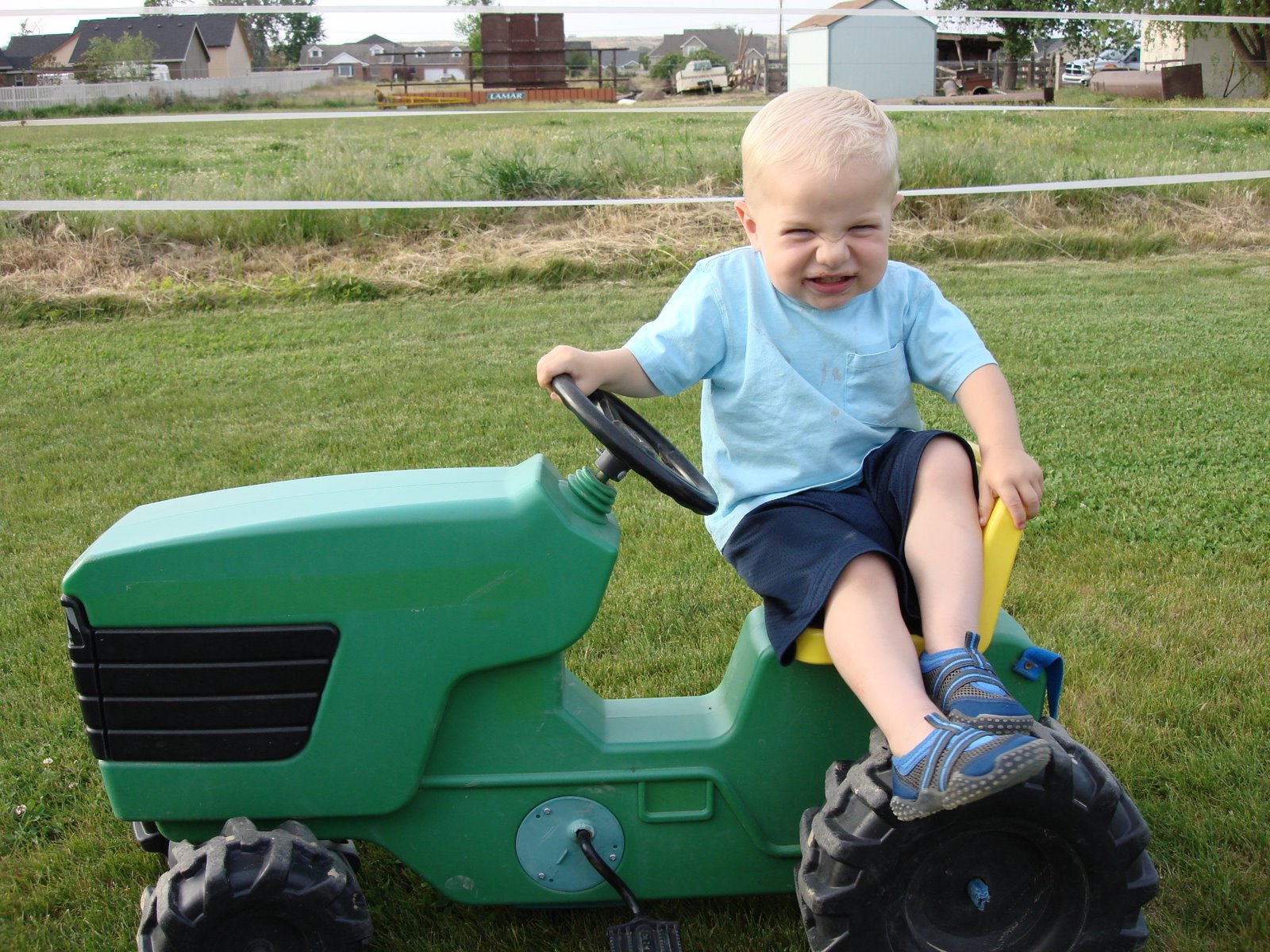 Keaton and his lawnmower