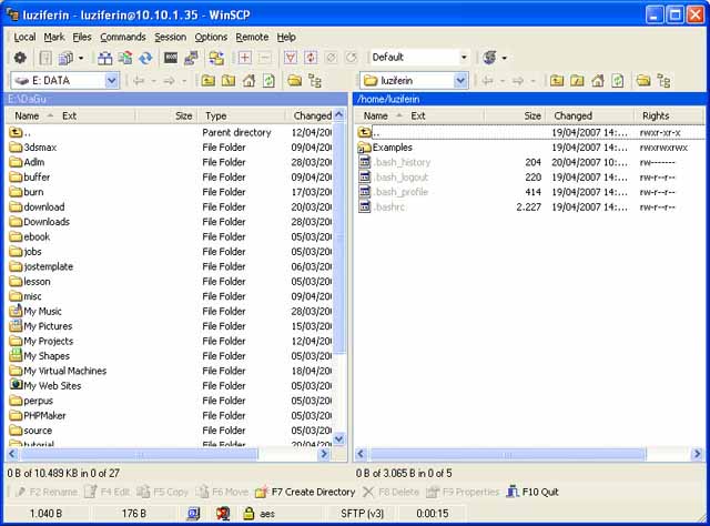 Beberapa waktu yang kemudian aku menginstal Apache Transfer File dari Windows XP ke Linux (Ubuntu)