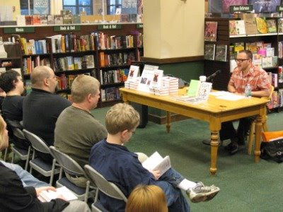Cory Doctorow reading from Little Brother at a signing in Chicago