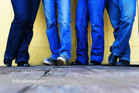 All of the friends jeans and shoes at lifestyle friends portraits in Colfax, California