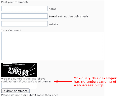 form with text under captcha field 'click refresh if you cant read the numbers'