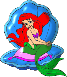 Ariel sentada en una concha