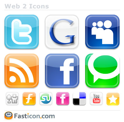 23 Web 2.0 icons pack for Web sites and blogs