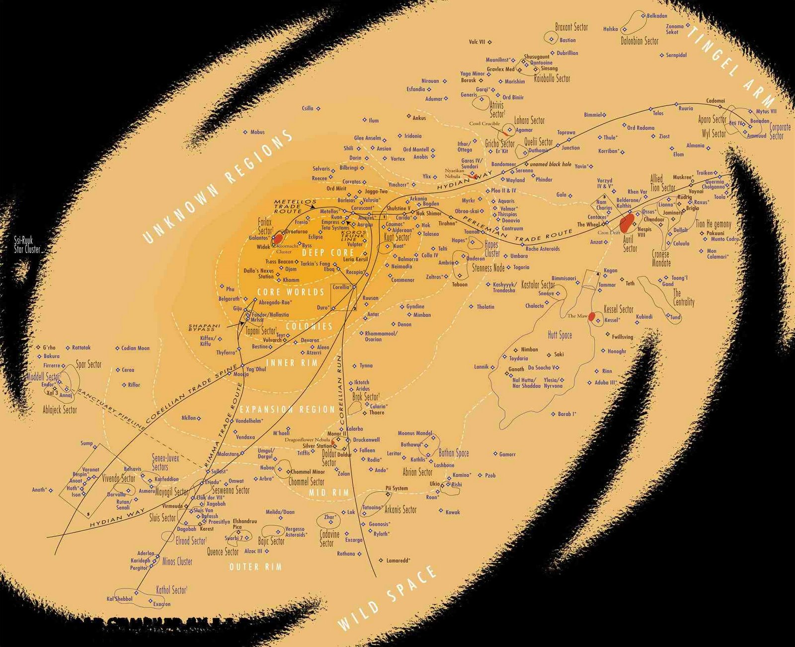 Detailed Map of the Star Wars Universe. Ever wonder just how far the kessel