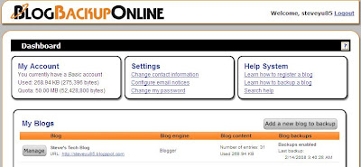 Back up blogger blog online