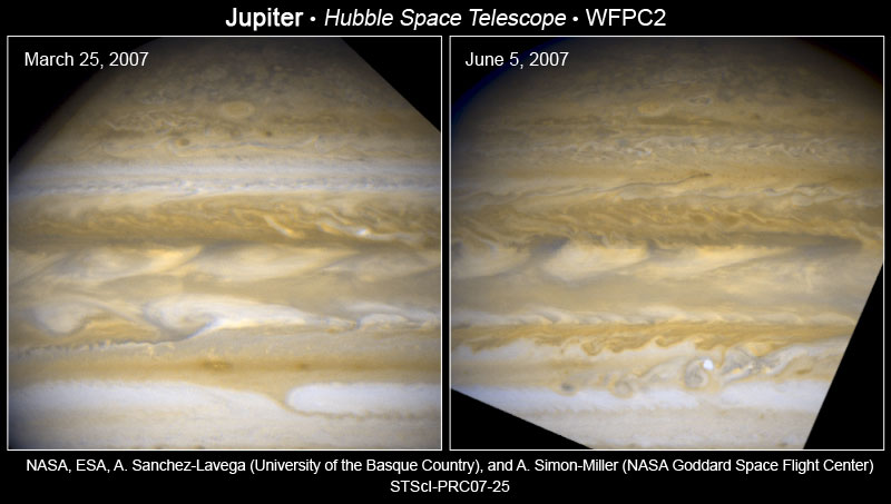 Júpiter cambia de color