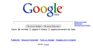 Homepage di Google.