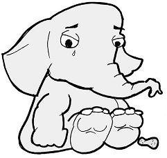 Sad baby elephant is sad
