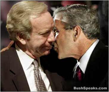 Lieberman kisses Bush