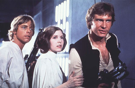Mark Hamill, Carrie Fisher y Harrison Ford en 'Star Wars'
