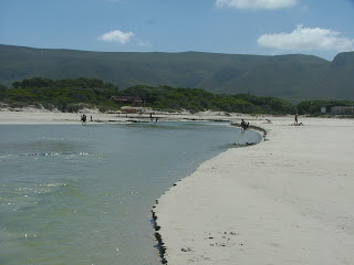The Uilenkraalsmand lagoon that runs into the ocean