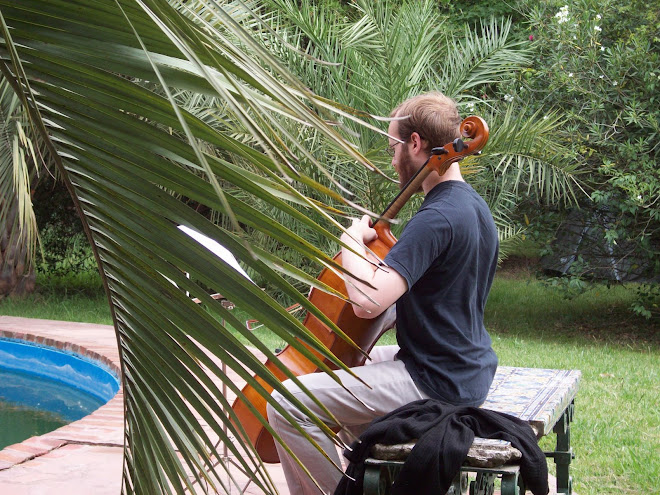 CELLIST BY THE POOL