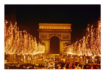 [105441~A-Night-View-of-the-Arc-De-Triomphe-and-the-Champs-Elysees-Lit-up-for-Christmas-Posters.jpg]