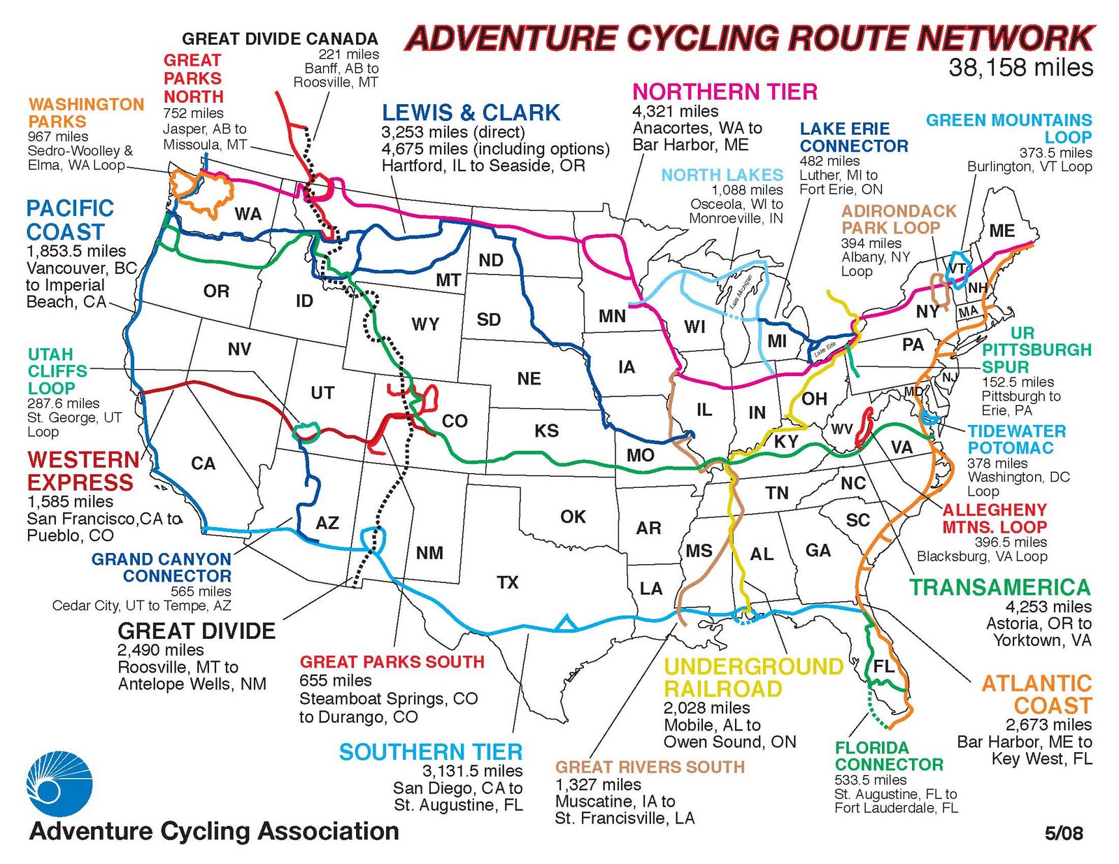 Our XC Route: Western Express Trail from San Francisco, CA to Pueblo, CO then the TransAmerica Trai